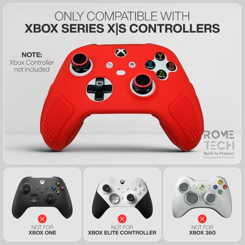 for Xbox Controller Series X/S (2024/2023) Silicone Protective Cover, Soft Skin Xbox Controller Accessories, Anti-Slip Cover with 2 Joystick Caps (Red) - color: Red