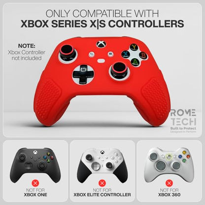 for Xbox Controller Series X/S (2024/2023) Silicone Protective Cover, Soft Skin Xbox Controller Accessories, Anti-Slip Cover with 2 Joystick Caps (Red) - color: Red