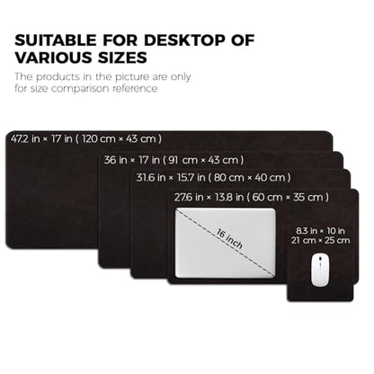 CHEERYGOO Faux Leather Desk Mat - Waterproof Mouse Pad, Non-Slip PU Leather Blotter, Writing Surface for Office and Home 47"x17" XXL Black - color: Black, size: 47" x 17"