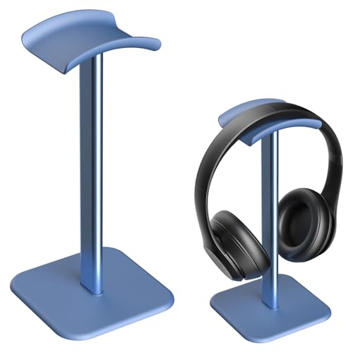 Headphone Stand for Desk - Headset Stand Headphone Holder (Blue) | with Aluminum Hanger and Plastic Headrest, headphone holder for AirPods Max, Sony, Bose, Beats and More - color: Blue
