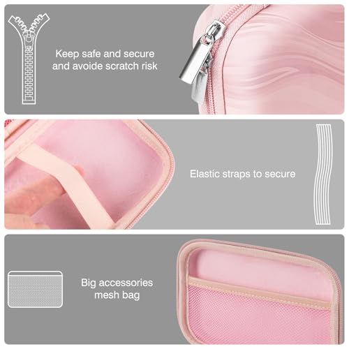 TOCCOOL Handheld Game Console Carrying Case, Protective Travel Retro Mini Game Console Box for Charging Cable, Earphones, Batteries and Accessories (Pink) - color: Pink