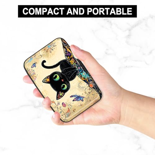 Credit Card Holder, Mini Aluminum Card Wallet RFID Blocking Slim Metal Hard Card Case for Women Men, Cat on Branch - color: Cat on Branch
