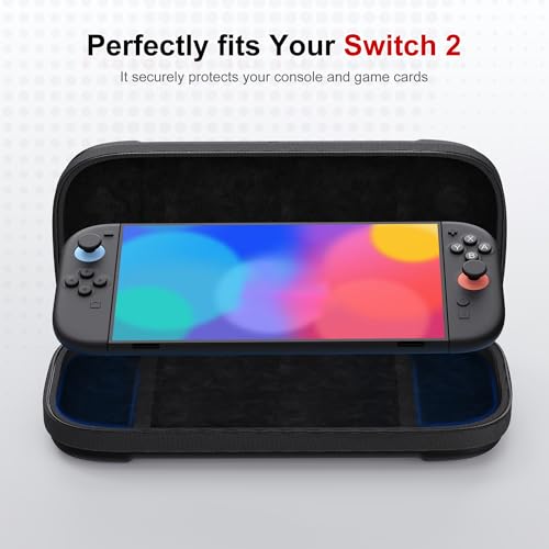STARTRC GAMES Slim Carrying Case for Nintendo Switch 2 2025, Hard Shell Travel Case with 12 Game Card Slots, Portable Carry Bag for Switch 2 Console Black - color: Black