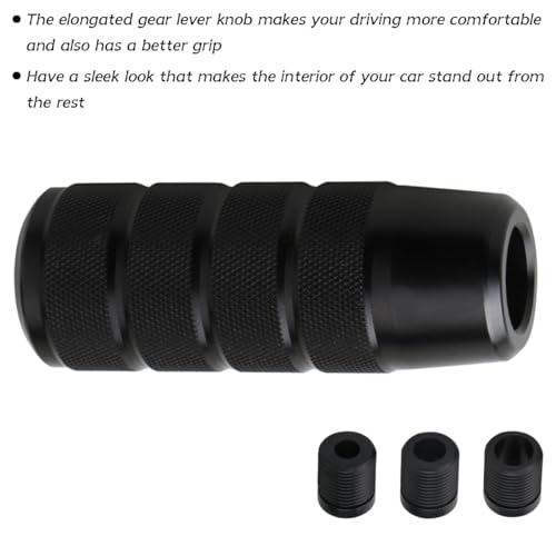Osilly 3.74 Inch Aluminum Shift Knob with 3 Threaded Adapters, Black | aluminum alloy construction, ergonomic extended grip, supplied adapters, for manual and select automatic cars, interior parts - color: Black
