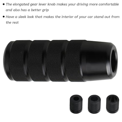 Osilly 3.74 Inch Aluminum Shift Knob with 3 Threaded Adapters, Black | aluminum alloy construction, ergonomic extended grip, supplied adapters, for manual and select automatic cars, interior parts - color: Black