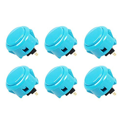 SANWA 6 pcs OBSF-30 Original Push Button 30mm - for Arcade Jamma Video Game & Arcade Joystick Games Console (Blue) S@NWA - color: Blue