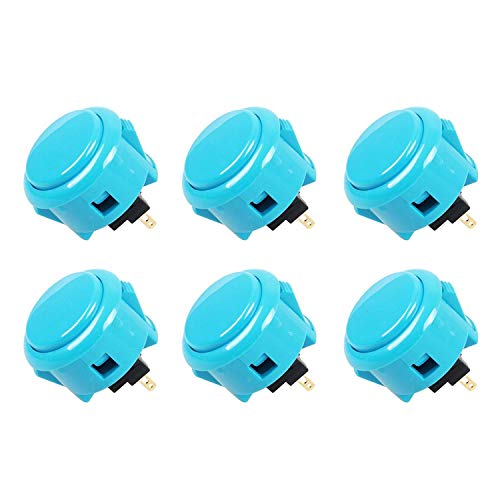 SANWA 6 pcs OBSF-30 Original Push Button 30mm - for Arcade Jamma Video Game & Arcade Joystick Games Console (Blue) S@NWA - color: Blue