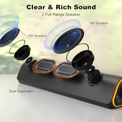 SOULION Bluetooth Computer Speakers for Desktop Monitor PC USB Powered | USB Powered & 3.5mm, Colorful LED Lights, Switch Button Clear & Rich Sound, Breathable Cloth,Surround Soundbar - color: Dark Grey