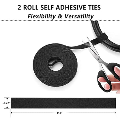 311Pcs Cable Management Organizer Kit 4 Cable Sleeve Split | 53Cable Clips 12Cord Clips Holder,22 Cable Ties, 20 Adhesive Wall Cable Tie, 200Fasten Cable Ties for TV Office Home - size: 311 PCS