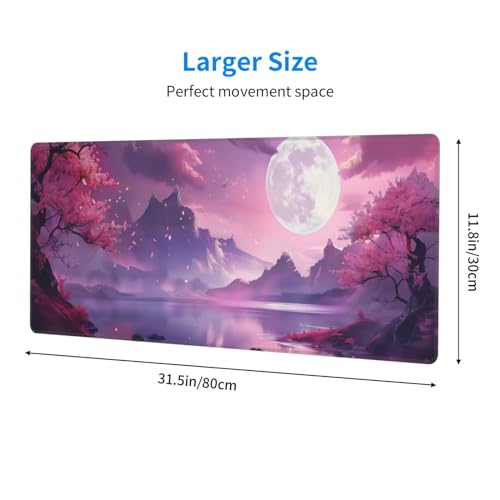 Gaming Mouse Pad Desk Pad,Extended Big Mouse Pad,31.5x11.8 Inch Long Computer Keyboard Mouse Mat Mousepad with 3mm Non-Slip Base and Stitched Edge for Gaming and Office… (Pink Canyon) - color: Pink Canyon