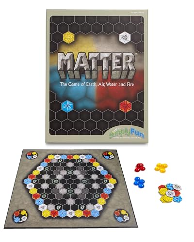 SimplyFun Matter Board Game – Area Control Strategy Game for Teens and Adults Ages 10+ – Includes Game Board, 92 Element Tiles, 56 Elementals, 14 Matter Tiles, 4 Player Screens, 2 Bags – 2-4 Players - style: Matter