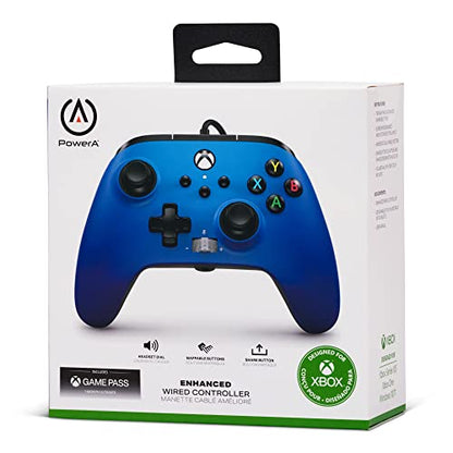 PowerA Enhanced Wired Controller for Xbox Series X|S - Sapphire Fade, gamepad, wired video game controller, gaming controller, Xbox Series X|S, Officially Licensed for Xbox - color: Sapphire Fade
