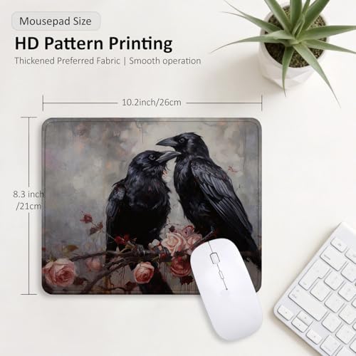 Gothic Crow Halloween Mouse Pad for Desk 9.5x7.9 Inch - color: Crow
