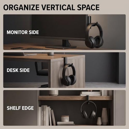 Black Headphone Holder Portable Size Headphones Stand Universal,Headphone Head Set Hanger Wall Hook PC Monitor Earphone Stand Rack Holder Rack,Headphones, Earbuds and Accessories,Accessories
