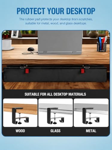 No Drill Under Desk Cable Management Tray, 90cm Cord Organizer for Table, Clamp/Screw Mount Desk Cable Management