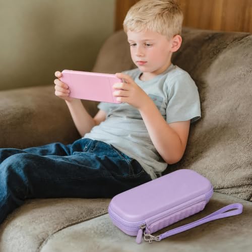 casmilee Handheld Game Console Case for WELLST·G/TaddToy/Beijue | Hard Shell, Padded Divider and Mesh Pocket, Carabiner Carry, for Kids and Adults, Case Only, Purple - color: Purple