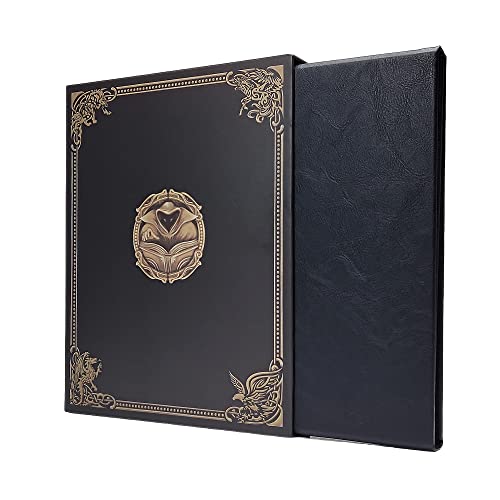 Game Master Screen - 38.5in Landscape DM Screen Compatible with Dungeons and Dragons and Other TTRPG - Faux Dragon Skin with Clear Dry Erase 8.5 x 11 Pockets - Slipcase Stores with DND Books - Black - color: Landscape Black
