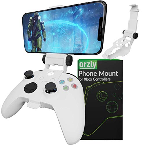 Orzly Xbox Series X Controller Mobile Gaming Clip, Xbox Controller Phone Mount Adjustable Phone Holder Clamp Compatible with Xbox Series X|S, Xbox One, Xbox One S, Xbox One X-Robot White - color: Robot White