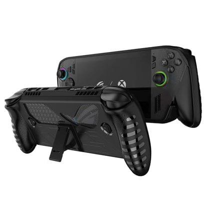JYGamhanbil ASUS ROG Xbox Ally X 게이밍 휴대용 콘솔용 보호 케이스, ROG Xbox Ally TPU 그립 커버 백 쉘 액세서리, 인체 공학적 그립 및 킥스탠드 포함 (블랙) | TPU Soft Cover Back Shell Accessories with Ergonomic Grip & Kickstand for ROG Xbox Ally Portable Gaming Handheld (Black) - color: 블랙.