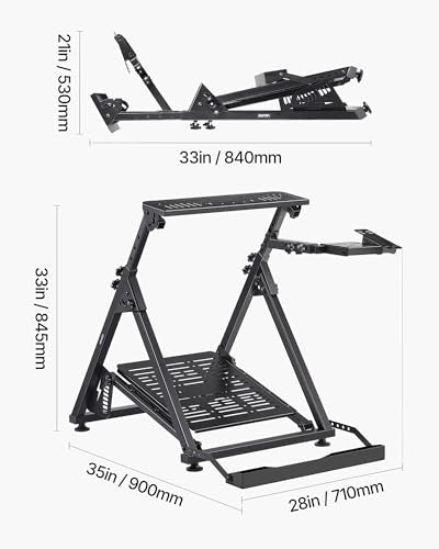 VEVOR Racing Wheel Stand, Adjustable & Foldable Simulator Stand for Logitech G923 G920 G29 G27, Thrustmaster T300RS TX F458 T500RS T3PA-PRO(F1/GT) Gaming Cockpit,Pedals Simulator NOT Included - size: X-shaped Pro