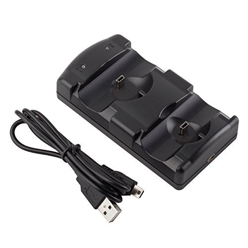 VSEER PS3 Controller Charging Dock Charging Station 2 in 1 with LED Light Indicator Compatible for Original PS3/MOVE Controller, Black