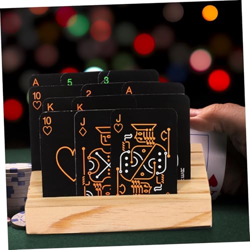 Yardwe Wooden Playing Card Holder Stand for Game Cards Dual Function Storage Rack Hands-Free Organizer for Board Games and Poker and Collectors