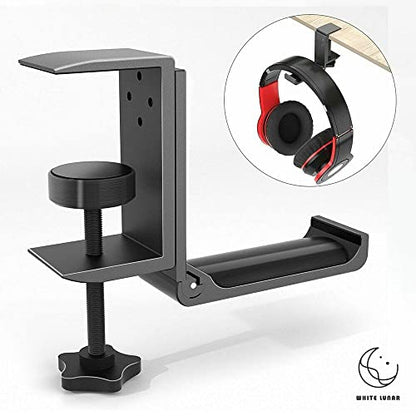 Under Desk Headphone Hanger, Foldable Aluminum Headset Hook for Clean Desk Setup, Space Saving Clamp Mount for Gaming & Home Office