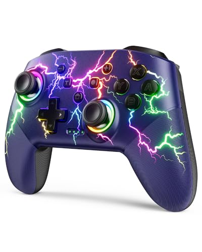 VOYEE Switch Controllers for Switch/Lite/OLED/PC, Pro Controller | Wireless, Programmable, RGB Lightning LED, 10-15H Runtime, One-key Pairing, Turbo, Vibration, 6-Axis Motion Control, Wake-up - color: Blue