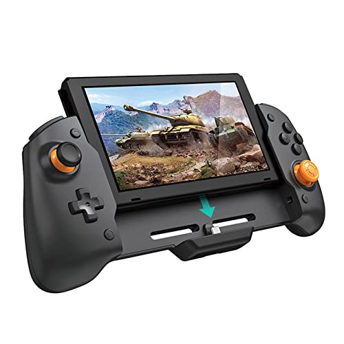 ECHZOVE Switch Controller Grip for Nintendo Switch - Ergonomic Handheld Controller with Six-Axis Gyroscope, Twin Motor Vibration, Type-C Charging, Anti-Drift Design - Ideal for Travel & Long Play Sessions - color: Black
