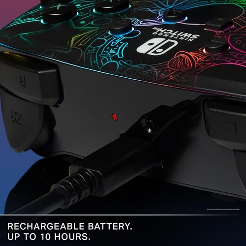 PowerA™ Enhanced Wireless Controller for Nintendo Switch with Lumectra™ – Galactic Vortex, RGB lighting reveals a hidden galaxy design, rechargeable battery, motion controls, officially licensed - style: Ghost RGB Lighting