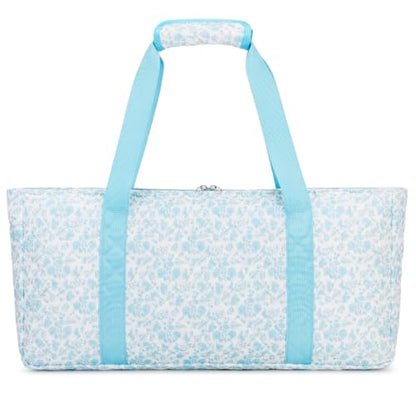 PiPiCat 2026 Complete American Mahjong Set, 166 Tiles (30mm) with 31.5x31.5in Mat One-Click Flip Reinforced 18-Inch Rack/Pushers Shockproof Bag & 6 Spare (Floral Blue) - color: Floral Blue
