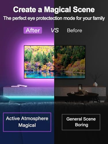 NBBUFF 20FT USB RGB Led Lights for TV 32-80 Inch with Remote & App Control | RGB TV Led Backlight Music Sync, USB Led Light Strip with Remote, App Control Led Lights for Bedroom, Gaming Accessories - size: 20 ft