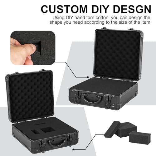 Protective Hard Case Shockproof Water-resistant with Customized DIY Foam Insert fit for Camera, Laptops, etc, 12.2 X 12.2 X 4.5-Inch - size: Inner：11.7''X 11.5''X 5 ''