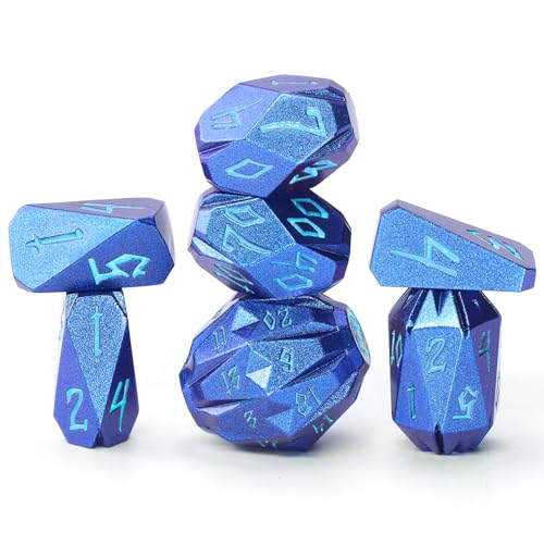FONVGOGO Metal DND Dice Set for Dungeons and Dragon Gift RPG Collection DM | Unique Cool Stonehenge Design,Polyhedral D and D Dice for DND Lovers Tabletop Role Playing Games TTRPG, Blue - color: S Blue Blue