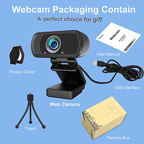 1080P Webcam with Microphone,Web Camera for Desktop Computer Laptop | Wide Angle Webcam With Tripod/Privacy Cover,110°FOV,Plug and Play USB Camera for PC Laptop Mac Zoom Conference Game Streaming - color: 1080P webcam