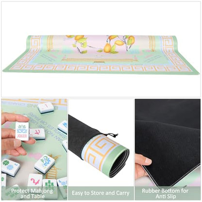Jongyance Green American Learning Mahjong Mat (33”x33”), Anti-Slip, Mahjong Mat for Table, Mah-jongg Game Mat - color: Light Green