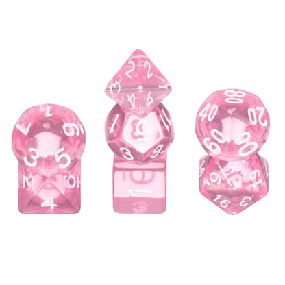 uxcell Polyhedral Dice Set, 7 Pcs Acrylic Dice for Role Playing Table Games Tabletop Gaming Accessories, Transparent Pink - color: Transparent Pink