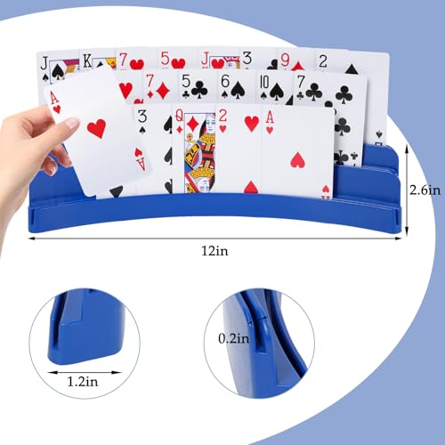Three-Layer Design Playing Cards Holders，Playing Card Holder for Kids Adults Hands Free Card Holder for Family Card Game Nights Poker Parties - color: Blue-black(2pack)