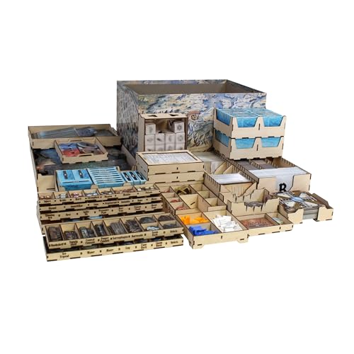 The Broken Token Frosthaven Compatible Game Organizer with Monster Tuck Boxes - Wood Storage Box with Multiple Trays for Cards, Tokens & More - Wooden Game Organizer