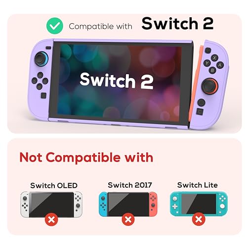 TIKOdirect Protective Case for Switch 2, Hard PC Slim Dockable Cover Case Designed for Switch 2 2025, Game Console and Joy Con Controllers, Purple - color: Purple