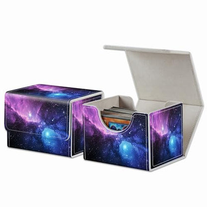 Strong Magnet Card Case Deck Box Mtg Card Box Playing Card Box Magic Deck Box Tcg Up to 200 Cards Creative Pattern Trading Card Storage Box for Collectible Card Games, Purplea Galaxy Sky With Stars - color: Purplea Galaxy Sky With Stars