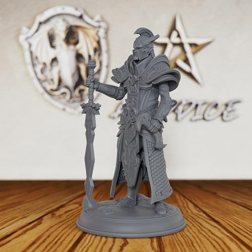 AUSPDICE Premium DND Miniatures for Tabletop RPG Game - Fantasy Minis Figurine for Dungeon Masters, 28mm Scale Unpainted TTRPG Figure for Role Playing - Elven Warrior King (AS226)