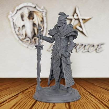 AUSPDICE Premium DND Miniatures for Tabletop RPG Game - Fantasy Minis Figurine for Dungeon Masters, 28mm Scale Unpainted TTRPG Figure for Role Playing - Elven Warrior King (AS226)