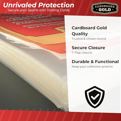Cardboard Gold Graded Card Sleeves - Fits PSA SGC BGS CGC slabs - 1000 ct | Resealable Adhesive Flap, 2-Mil Polypropylene, Acid-Free, PVC-Free, Archival Safe, Fits Magnetic and Screw-Down Holders - size: 1000 Card Bags
