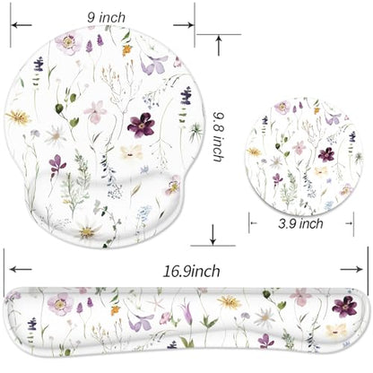 Ergonomic Mouse Pad with Wrist Rest and Keyboard Wrist Rest, Mousepad and Wrist Rest for Computer Keyboard, Pain Relief, Non-Slip Rubber Base, Mouse Pad Wrist Support for Gaming, Flowers and Plants - color: Flowers and Plants