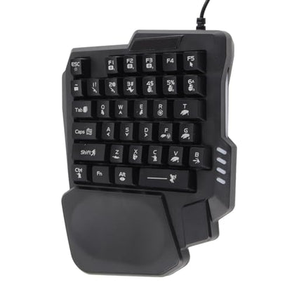 K13 One Handed Gaming Keyboard, 35 Keys Single Hand Keyboard with Wide Palm Rest & 3 Color Backlight, Mini Mechanical Gaming Keypad for Computer Mobile Games, Black