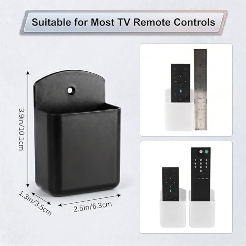 2 PCS Remote Control Holder Wall Mount, TV Remote Control Holder, Self Adhesive Pen Holder Organizers and Accessories for Home Office School (4, White 2Pcs+Black 2Pcs) - color: Set of 4-2 White+ 2 Black