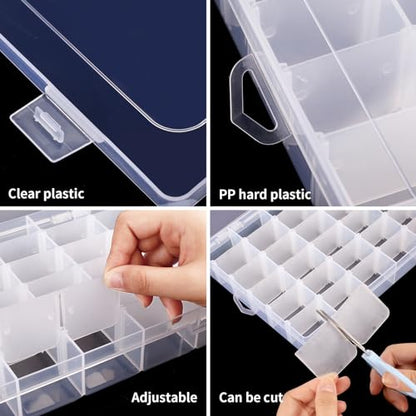 Bead Organizer Storage 36 Grid Jewelry Tackle Craft Box Adjustable Dividers - color: 1 Pack