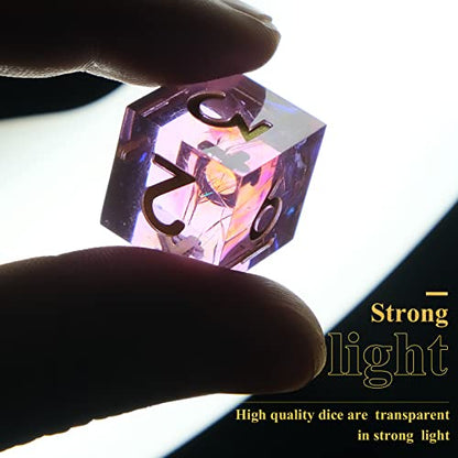 Sharp Edge DND Dice Set Handmade 7 Accessories Dice for Dungeons and Dragons TTRPG Games, Multi-Sided RPG Polyhedral Resin Sharp Edge Dice Roleplaying Games - color: Dice-pink Purple6