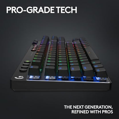 Logitech G PRO X TKL Lightspeed Wireless Gaming Keyboard (Tactile) - Black | Lightspeed wireless, Ultra-Portable Tenkeyless Design, LIGHTSYNC RGB, PBT keycaps, Tactile Switches - color: Black, size: TKL - Wireless, style: Tactile